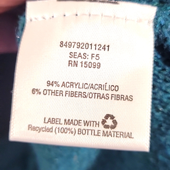 CANYON RIVER BLUES Dark Teal Blue Cowl Neck Long Sleeve Sweater Size L - Picture 6 of 8